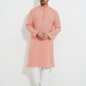 Orange Microstitch Solid Panjabi